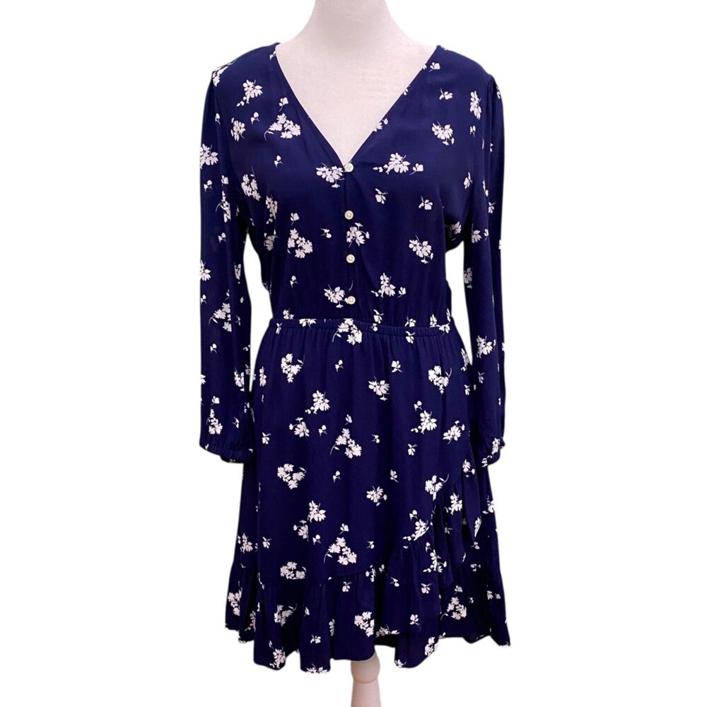 Gap Floral Dress Womens Small Blue Long Sleeve Knee Length Preppy Bloomcore